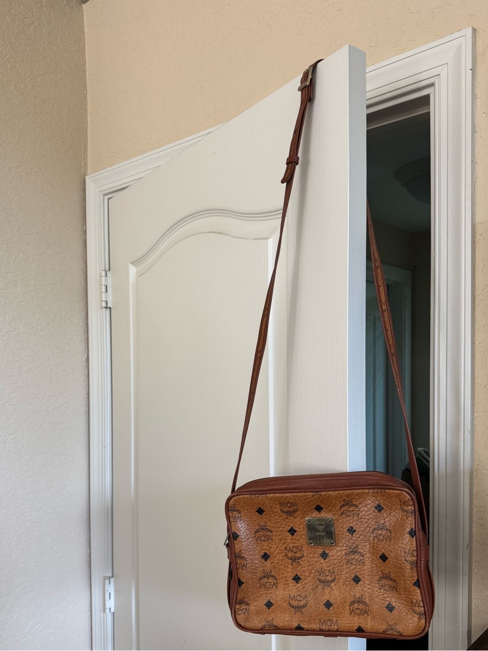 MCM Vintage Cognac Visetos Logo Messenger Bag - Brown